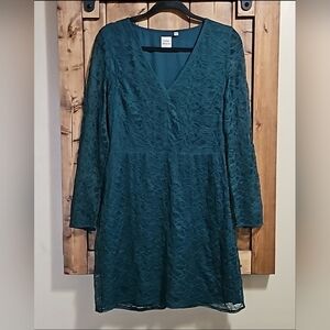 Aritzia Little Moon Jade Green Lace Overlay A-line Mini Dress Size 8